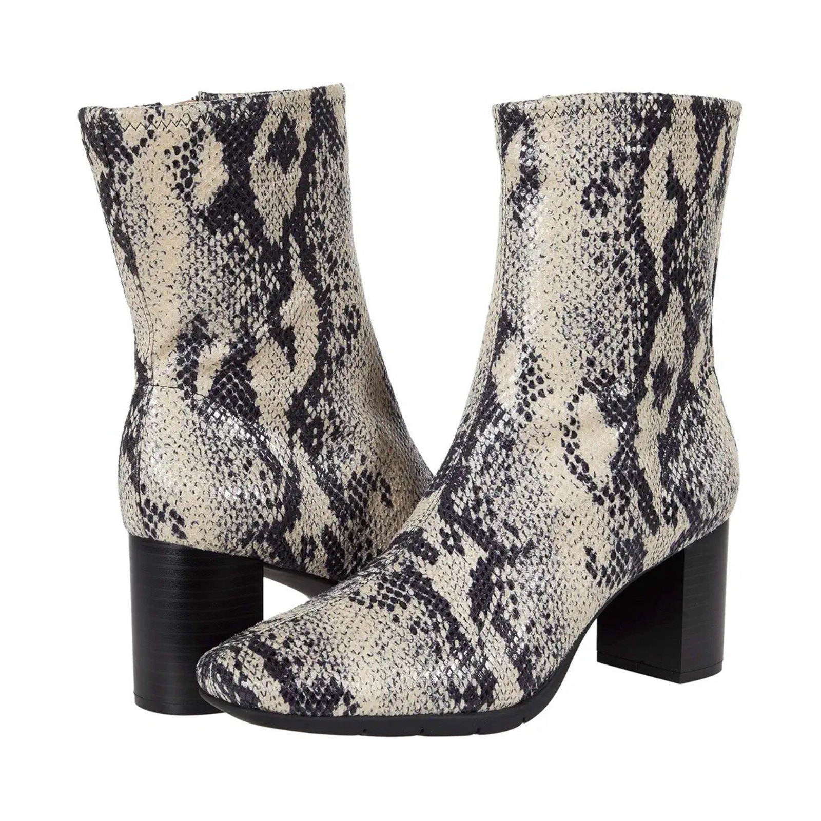 Aerosoles Snakeskin Booties Stretch Ankle Boots Miley Womens Sz 5.5 Pointed Toe